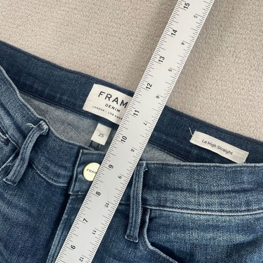 FRAME DENIM Le‎ High Straight Jeans Women 25 in Elaine Split Frayed Hem Designer - Picture 10 of 13